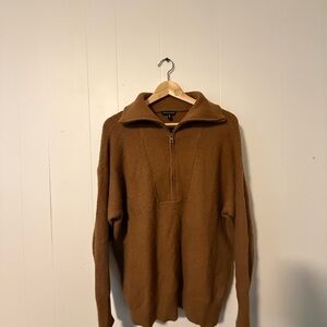 Universal Standard Tan Zip-Up Sweater